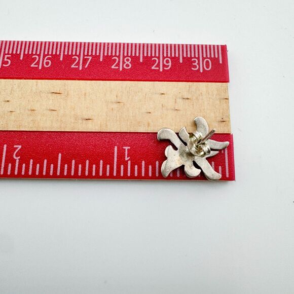 925 Sterling Silver Opal Inlay Blue Abstract Starburst Stud Earrings Southwester - Picture 8 of 8